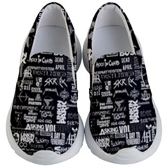 Music Pattern Black White Kids Lightweight Slip Ons by 99art