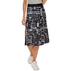 Music Pattern Black White Midi Panel Skirt by 99art