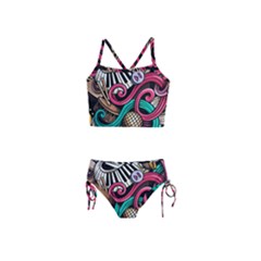 Doodle Colorful Music Doodles Girls  Tankini Swimsuit by 99art