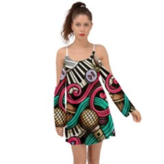 Doodle Colorful Music Doodles Boho Dress by 99art