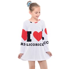 I Love Licorice Kids  Long Sleeve Dress by ilovewhateva