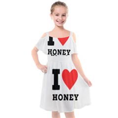 I Love Honey Kids  Cut Out Shoulders Chiffon Dress by ilovewhateva