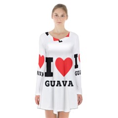 I Love Guava  Long Sleeve Velvet V-neck Dress by ilovewhateva