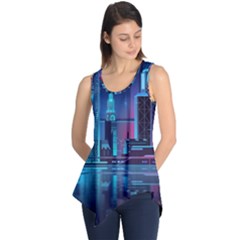 Digital Art Artwork Illustration Vector Buiding City Sleeveless Tunic by 99art