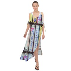 Cassette Tape Music Vintage 1980s 70s Maxi Chiffon Cover Up Dress by 99art