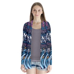 Graffiti Art Psychedelic Art Graphic Design Modern Art Drape Collar Cardigan by 99art