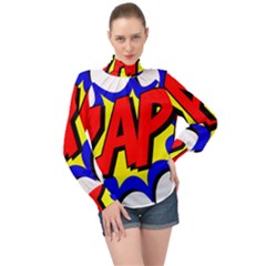 Zap Comic Book Fight High Neck Long Sleeve Chiffon Top by 99art