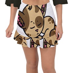 Cat-cartoon-pet-kitten-character Fishtail Mini Chiffon Skirt by 99art