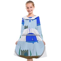 Wal-fish-small-world-lake-sea Kids  Midi Sailor Dress by 99art