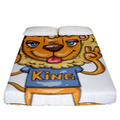 Animation-lion-animals-king-cool Fitted Sheet (king Size) by 99art