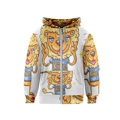 Animation-lion-animals-king-cool Kids  Zipper Hoodie by 99art