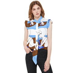 Spirit-boat-funny-comic-graphic Frill Detail Shirt by 99art