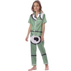 Cartoon-cute-frankenstein-halloween Kids  Satin Short Sleeve Pajamas Set by 99art