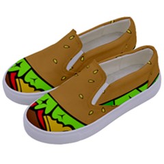 Hamburger-cheeseburger-fast-food Kids  Canvas Slip Ons by 99art