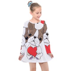 Animation-dog-cute-animate-comic Kids  Long Sleeve Dress by 99art