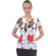 Animation-dog-cute-animate-comic Short Sleeve Zip Up Jacket by 99art