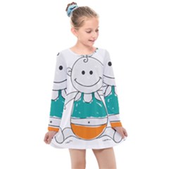 Baby-cute-child-birth-happy Kids  Long Sleeve Dress by 99art