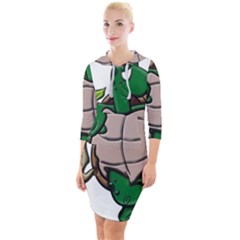 Amphibian-animal-cartoon-reptile Quarter Sleeve Hood Bodycon Dress by 99art