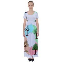 Seasons-of-the-year-year-tree High Waist Short Sleeve Maxi Dress by 99art