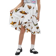 Butterfly Butterflies Insect Swarm Kids  Ruffle Flared Wrap Midi Skirt by 99art