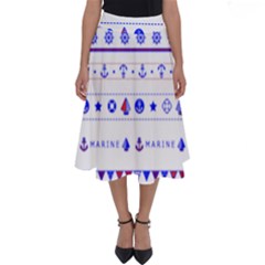 Marine Nautical Clip Art Perfect Length Midi Skirt by 99art