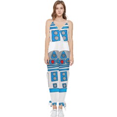 Technology-clip-art-r2d2 Sleeveless Tie Ankle Chiffon Jumpsuit by 99art