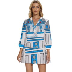 Technology-clip-art-r2d2 V-neck Placket Mini Dress by 99art