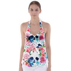 Day Of The Dead Skull Art Babydoll Tankini Top by 99art