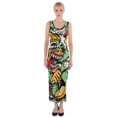 Scooter-motorcycle-graffiti Fitted Maxi Dress by 99art