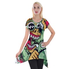 Scooter-motorcycle-graffiti Short Sleeve Side Drop Tunic by 99art