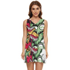 Scooter-motorcycle-graffiti Tiered Sleeveless Mini Dress by 99art