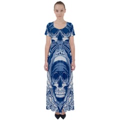 Skull Drawing High Waist Short Sleeve Maxi Dress by 99art