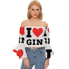 I Love Gin Off Shoulder Flutter Bell Sleeve Top by ilovewhateva