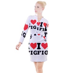 I Love Fig  Button Long Sleeve Dress by ilovewhateva