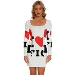 I Love Fig  Long Sleeve Square Neck Bodycon Velvet Dress by ilovewhateva