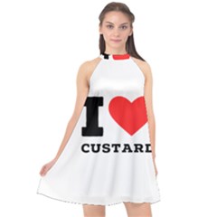 I Love Custard Halter Neckline Chiffon Dress  by ilovewhateva