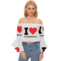 I Love Cranberry Off Shoulder Flutter Bell Sleeve Top by ilovewhateva