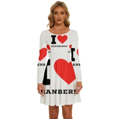 I Love Cranberry Long Sleeve Wide Neck Velvet Dress by ilovewhateva