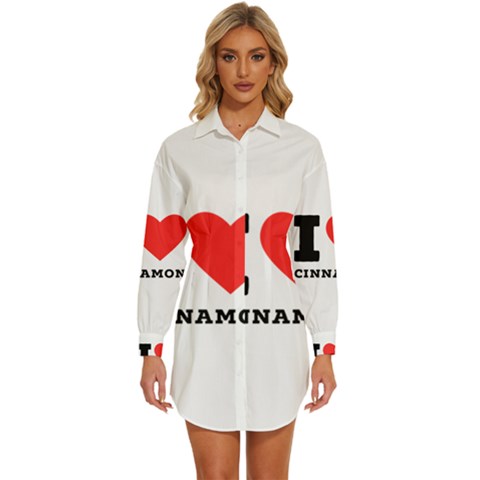 I Love Cinnamon  Womens Long Sleeve Shirt Dress by ilovewhateva