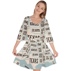 Black White Usa Map States Velour Kimono Dress by B30l