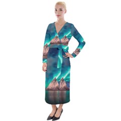 Amazing Aurora Borealis Colors Velvet Maxi Wrap Dress by B30l