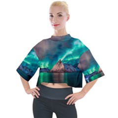 Amazing Aurora Borealis Colors Mock Neck Tee by B30l