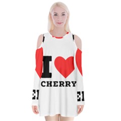 I Love Cherry Velvet Long Sleeve Shoulder Cutout Dress by ilovewhateva