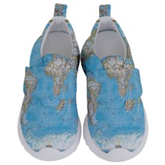 Blue White And Green World Map National Geographic Kids  Velcro No Lace Shoes by B30l