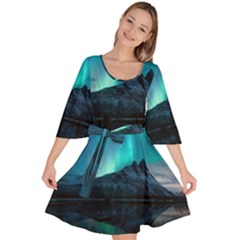 Aurora Borealis Mountain Reflection Velour Kimono Dress by B30l