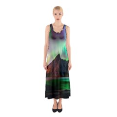 Aurora Borealis Nature Sky Light Sleeveless Maxi Dress by B30l