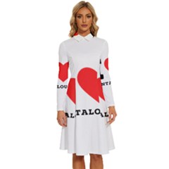 I Love Cantaloupe  Long Sleeve Shirt Collar A-line Dress by ilovewhateva