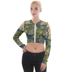 Map Illustration Gta Long Sleeve Cropped Velvet Jacket by B30l