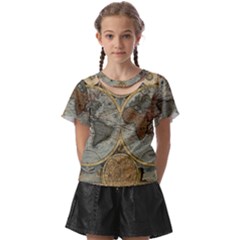 Vintage World Map Travel Geography Kids  Front Cut Tee by B30l