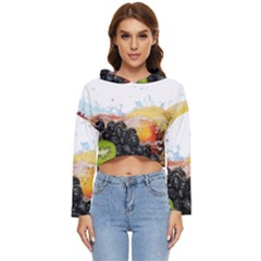 Variety Of Fruit Water Berry Food Splash Kiwi Grape Women s Lightweight Cropped Hoodie by B30l